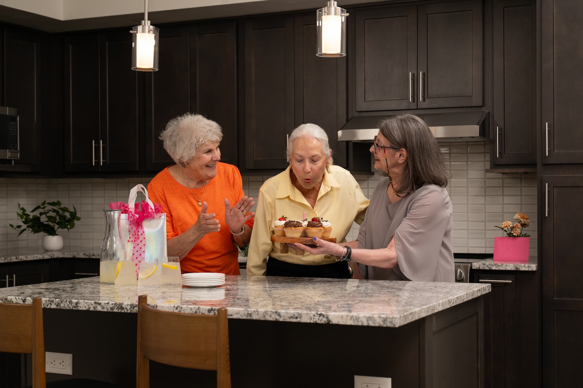 group of senior woman celebrating a birthday